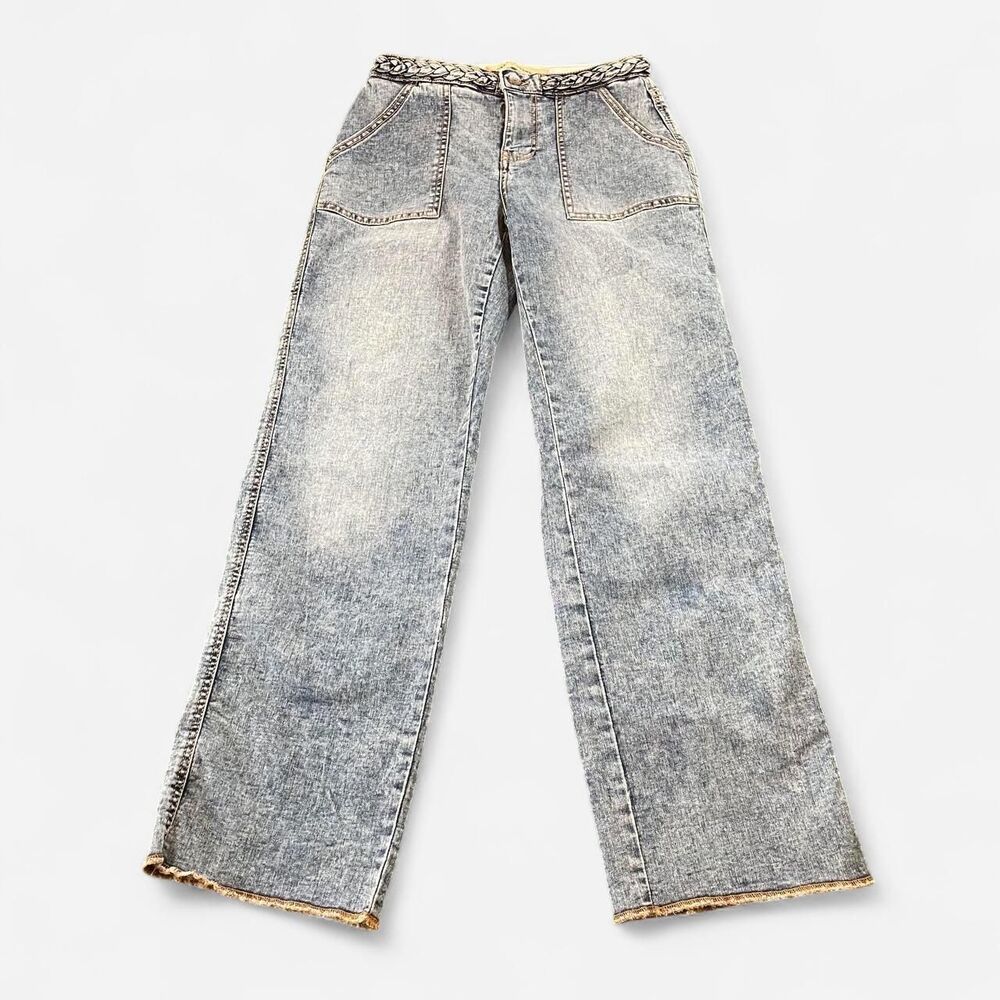 Y2K Love Trends baggy blue denim faded jeans with braided waistband Size 5